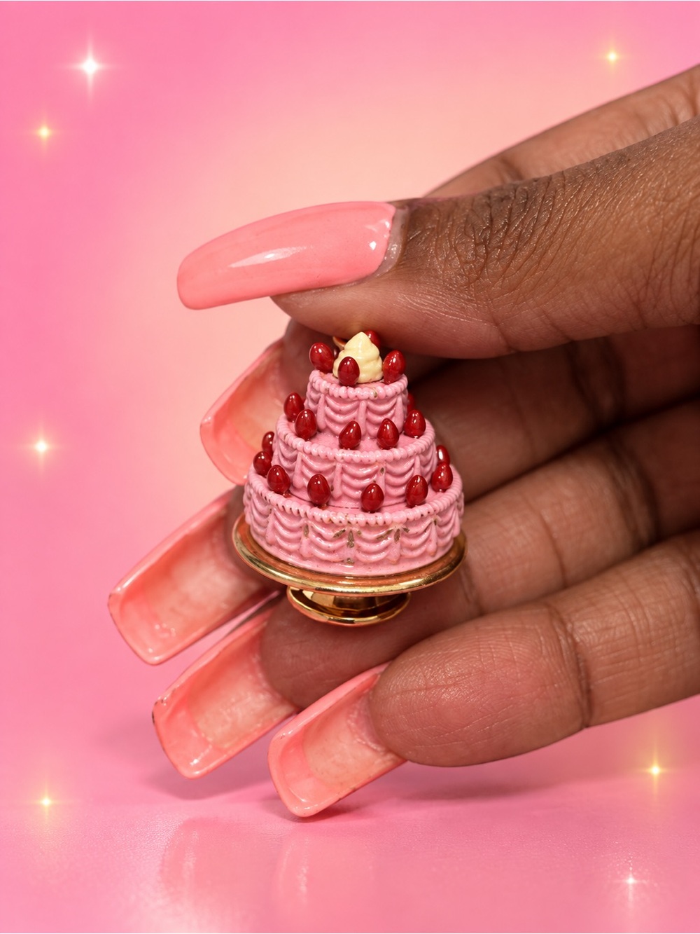 Juicy Couture Pink Miniature Layered Cake Charm with Red Accents